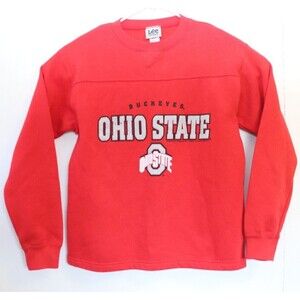 Ohio State Buckeyes Sweatshirt Mens S (Kids L) 90s VTG Lee Sport‎ Red Pullover